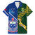 Custom Samoa And South Africa Rugby Family Matching Puletasi Dress and Hawaiian Shirt 2023 World Cup Manu Samoa With Springboks LT14 Dad's Shirt - Short Sleeve Blue - Polynesian Pride