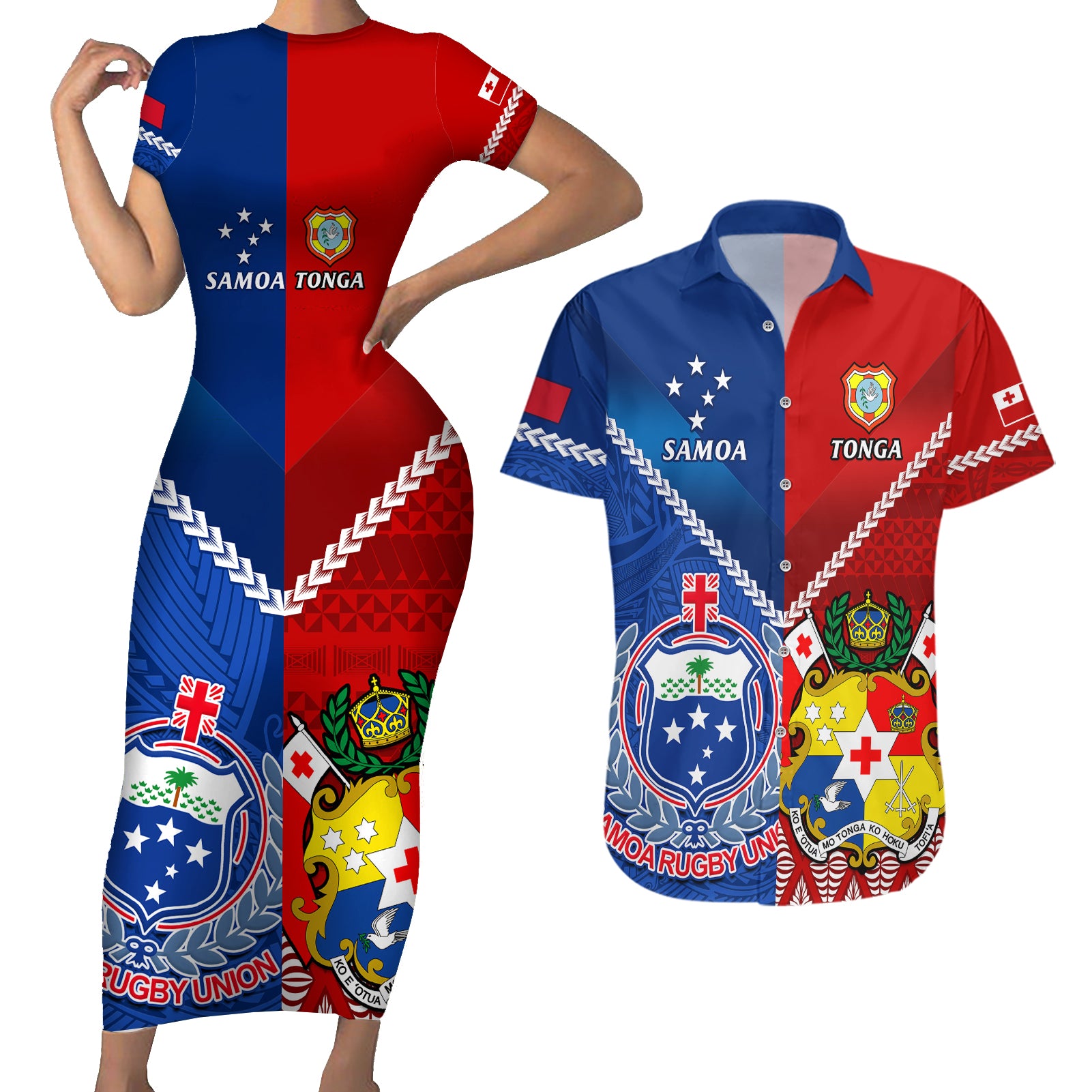 samoa-and-tonga-rugby-couples-matching-short-sleeve-bodycon-dress-and-hawaiian-shirt-2023-world-cup-manu-samoa-with-ikale-tahi