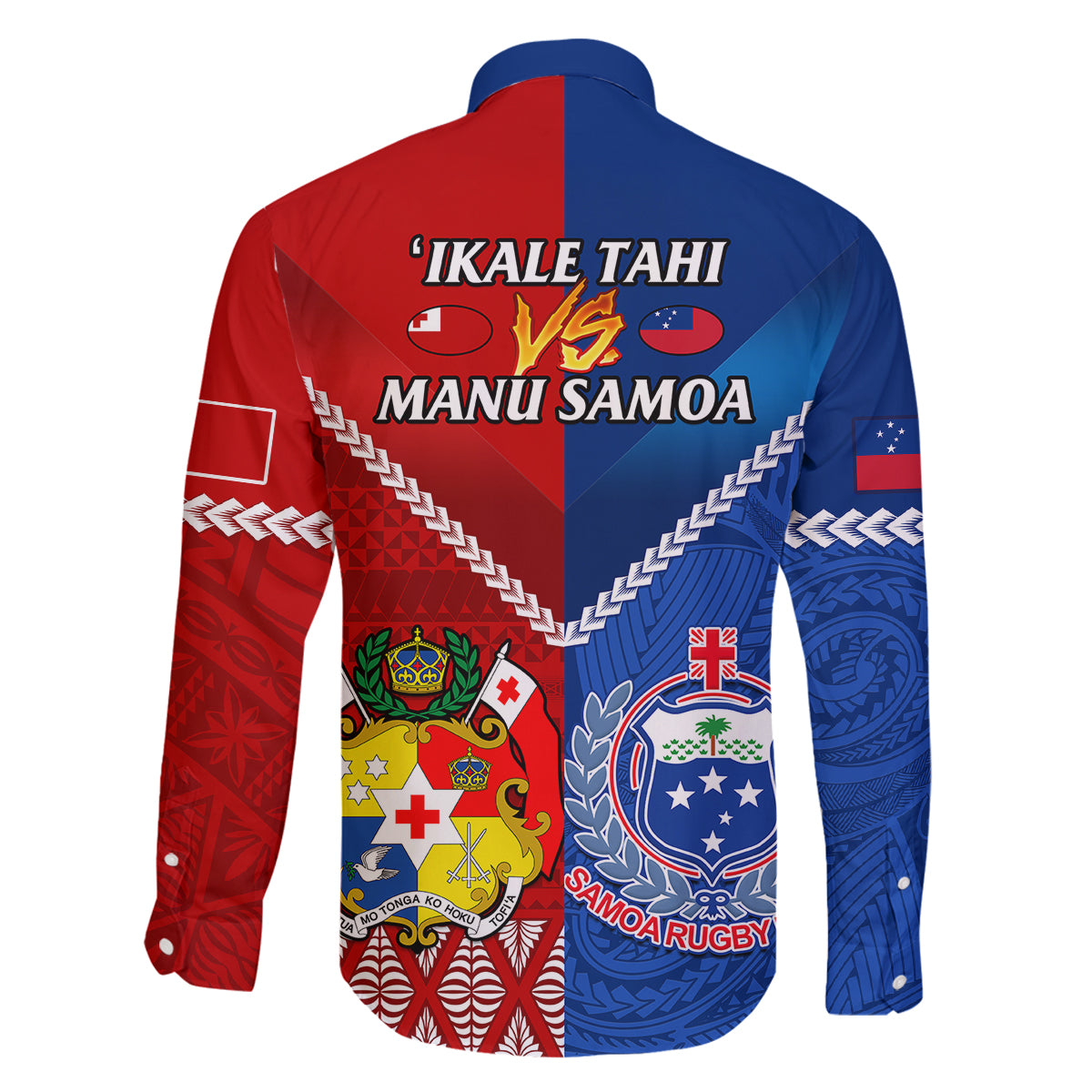 Samoa And Tonga Rugby Family Matching Long Sleeve Bodycon Dress and Hawaiian Shirt 2023 World Cup Manu Samoa With Ikale Tahi LT14 - Polynesian Pride