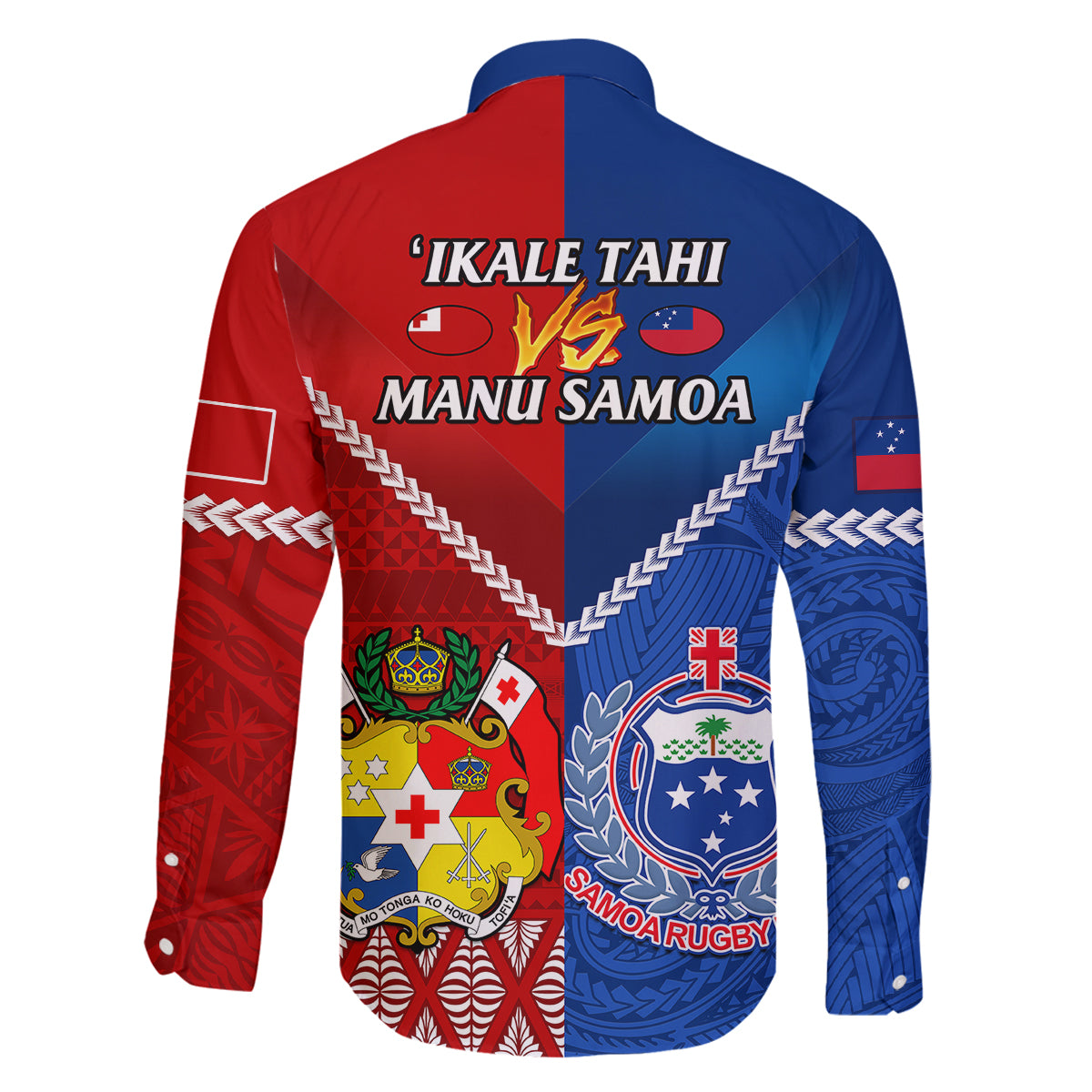 Samoa And Tonga Rugby Family Matching Puletasi Dress and Hawaiian Shirt 2023 World Cup Manu Samoa With Ikale Tahi LT14 - Polynesian Pride