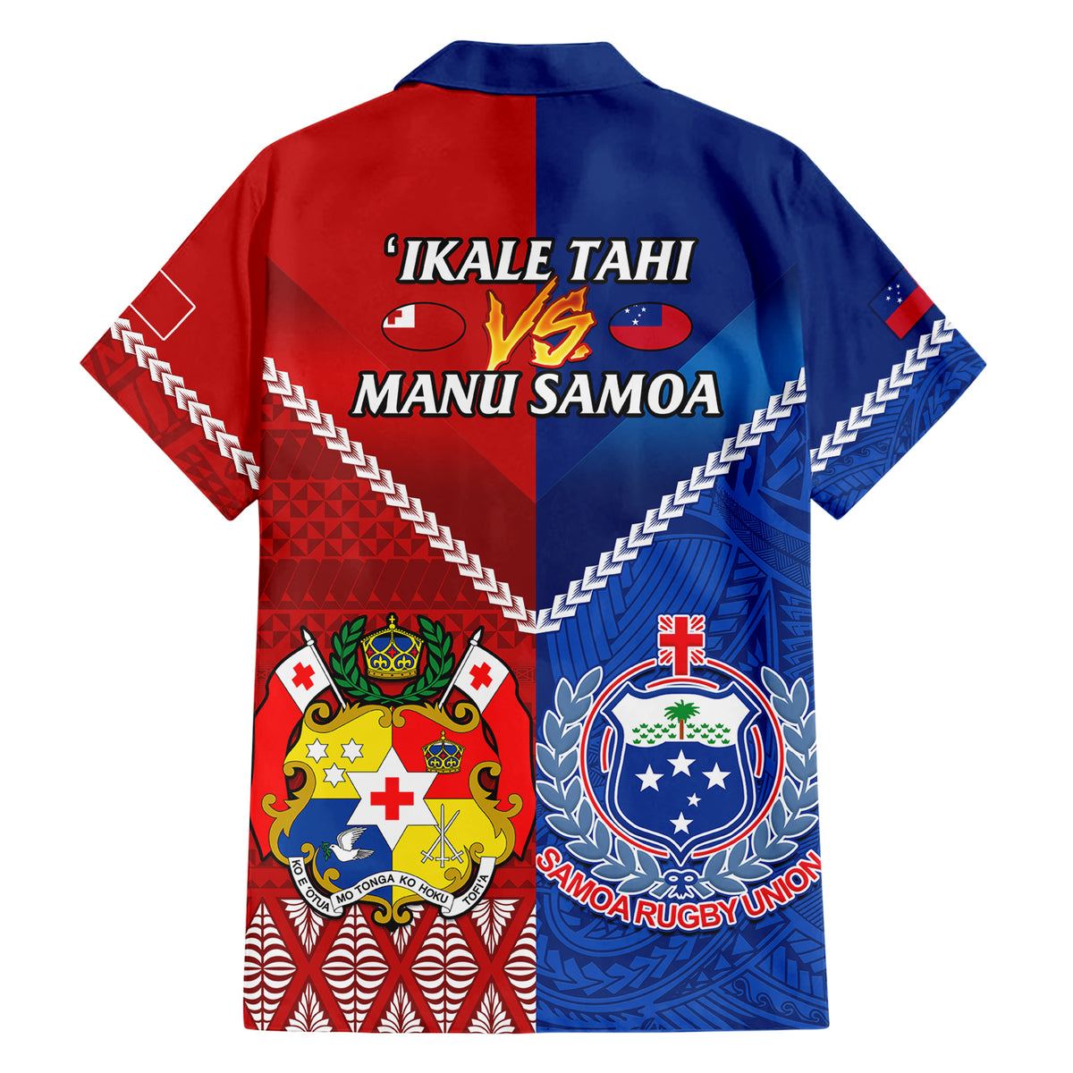 Samoa And Tonga Rugby Family Matching Short Sleeve Bodycon Dress and Hawaiian Shirt 2023 World Cup Manu Samoa With Ikale Tahi LT14 - Polynesian Pride