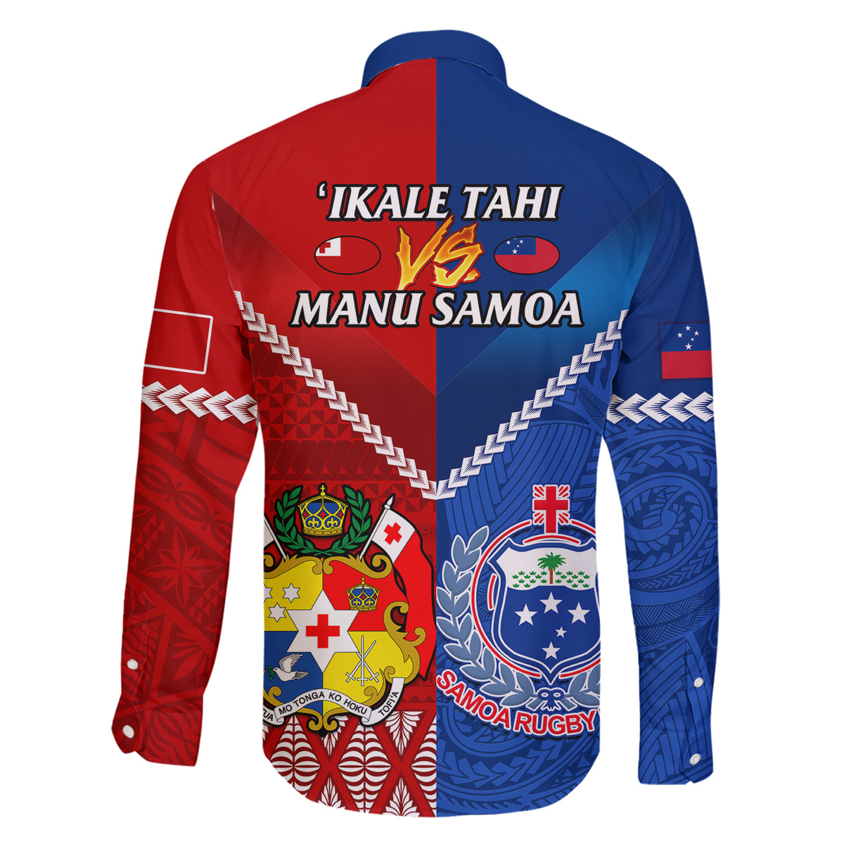 Samoa And Tonga Rugby Family Matching Short Sleeve Bodycon Dress and Hawaiian Shirt 2023 World Cup Manu Samoa With Ikale Tahi LT14 - Polynesian Pride