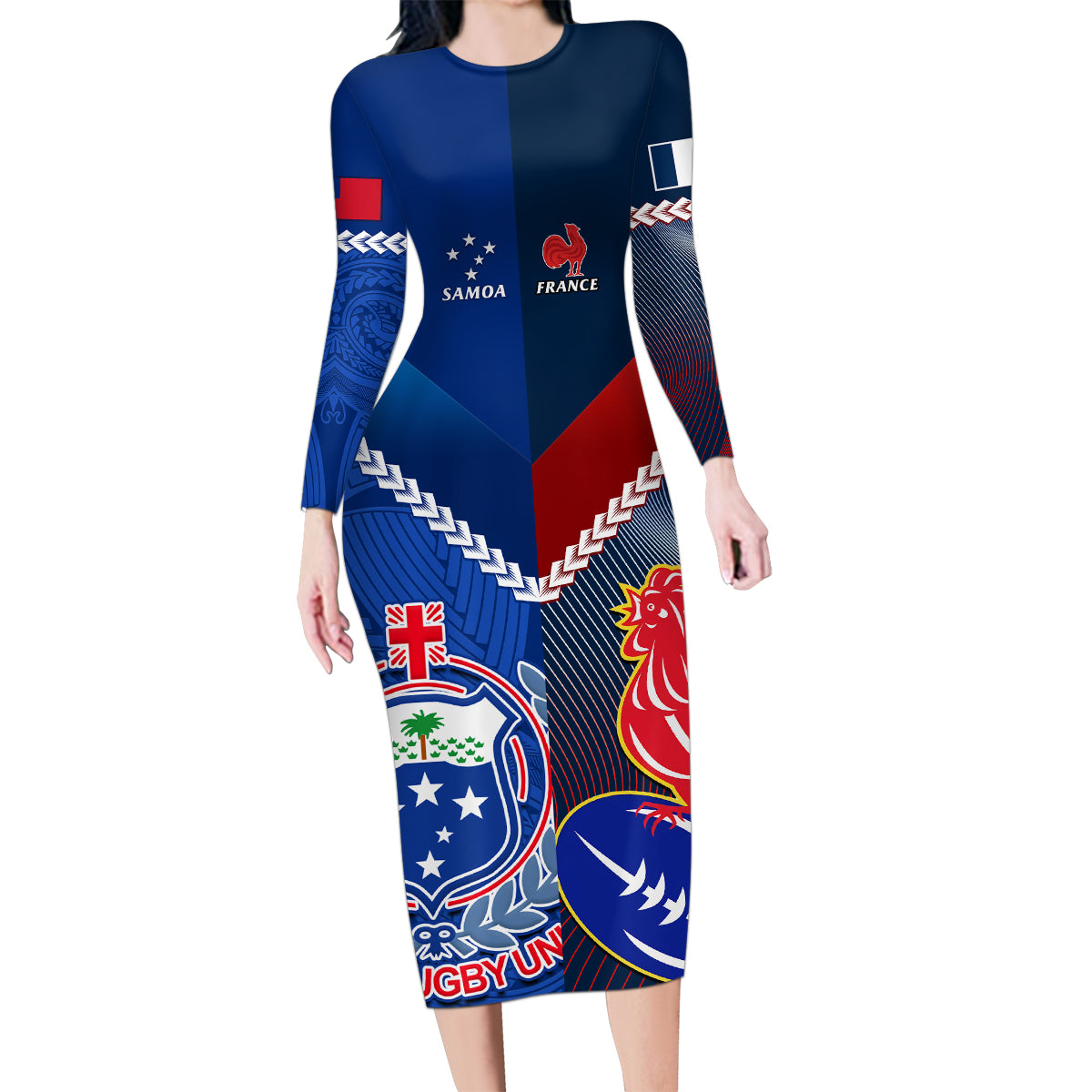 custom-samoa-and-france-rugby-family-matching-long-sleeve-bodycon-dress-and-hawaiian-shirt-2023-world-cup-manu-samoa-with-les-bleus