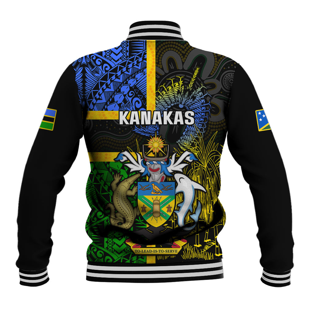 South Sea Islanders Baseball Jacket Kanakas With Solomon Islands Coat Of Arms LT14 - Polynesian Pride