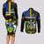 South Sea Islanders Couples Matching Long Sleeve Bodycon Dress and Long Sleeve Button Shirts Kanakas With Solomon Islands Coat Of Arms LT14 - Polynesian Pride