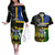 South Sea Islanders Couples Matching Off The Shoulder Long Sleeve Dress and Hawaiian Shirt Kanakas With Solomon Islands Coat Of Arms LT14 Black - Polynesian Pride