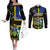 South Sea Islanders Couples Matching Off The Shoulder Long Sleeve Dress and Long Sleeve Button Shirts Kanakas With Solomon Islands Coat Of Arms LT14 Black - Polynesian Pride