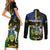 South Sea Islanders Couples Matching Short Sleeve Bodycon Dress and Long Sleeve Button Shirts Kanakas With Solomon Islands Coat Of Arms LT14 - Polynesian Pride