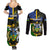 South Sea Islanders Couples Matching Summer Maxi Dress and Long Sleeve Button Shirts Kanakas With Solomon Islands Coat Of Arms LT14 - Polynesian Pride