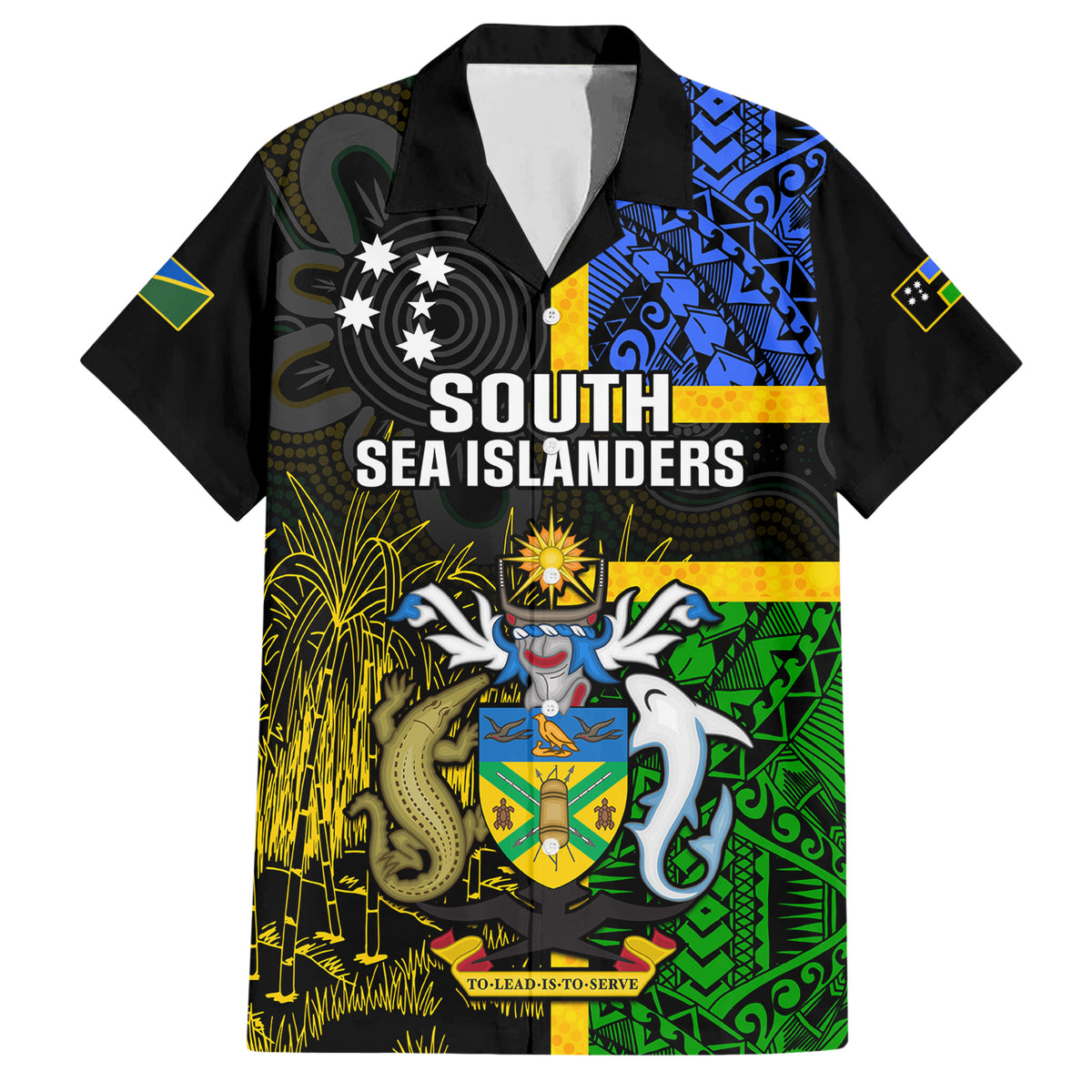 South Sea Islanders Family Matching Short Sleeve Bodycon Dress and Hawaiian Shirt Kanakas With Solomon Islands Coat Of Arms LT14 - Polynesian Pride