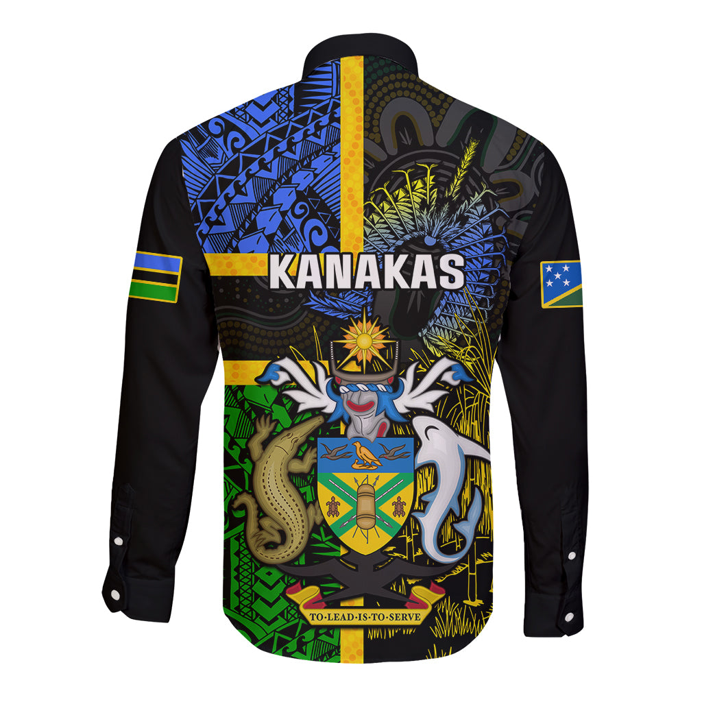 South Sea Islanders Long Sleeve Button Shirt Kanakas With Solomon Islands Coat Of Arms LT14 - Polynesian Pride