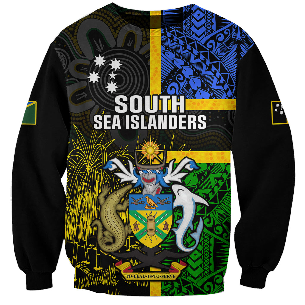 South Sea Islanders Sweatshirt Kanakas With Solomon Islands Coat Of Arms LT14 Unisex Black - Polynesian Pride
