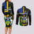 personalised-south-sea-islanders-couples-matching-long-sleeve-bodycon-dress-and-long-sleeve-button-shirts-kanakas-with-solomon-islands-coat-of-arms