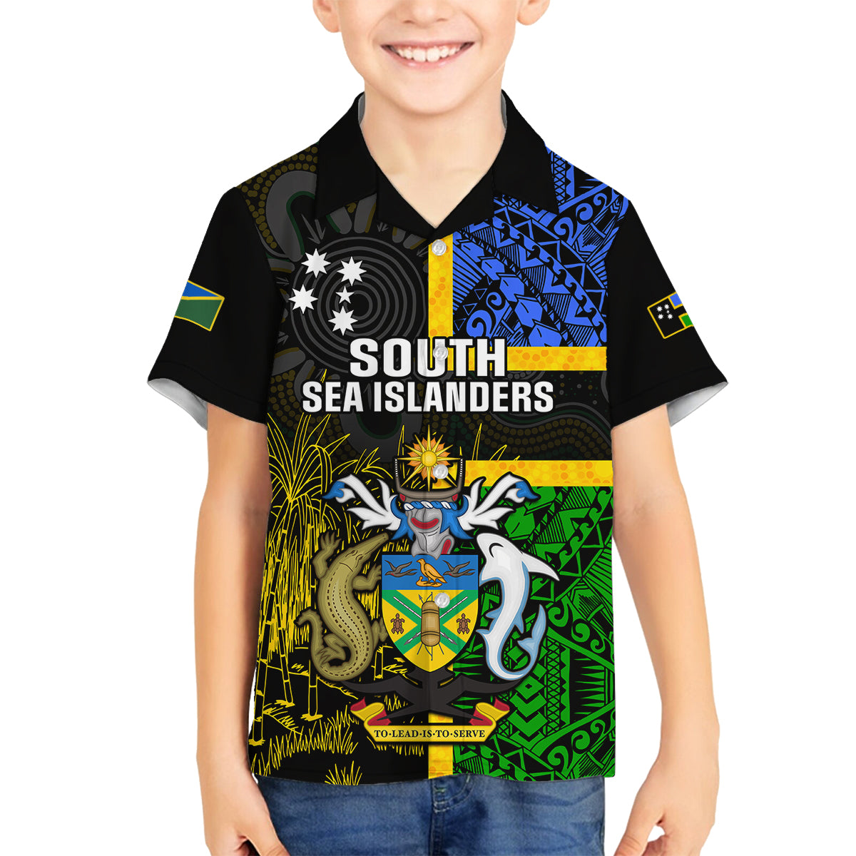 personalised-south-sea-islanders-family-matching-summer-maxi-dress-and-hawaiian-shirt-kanakas-with-solomon-islands-coat-of-arms