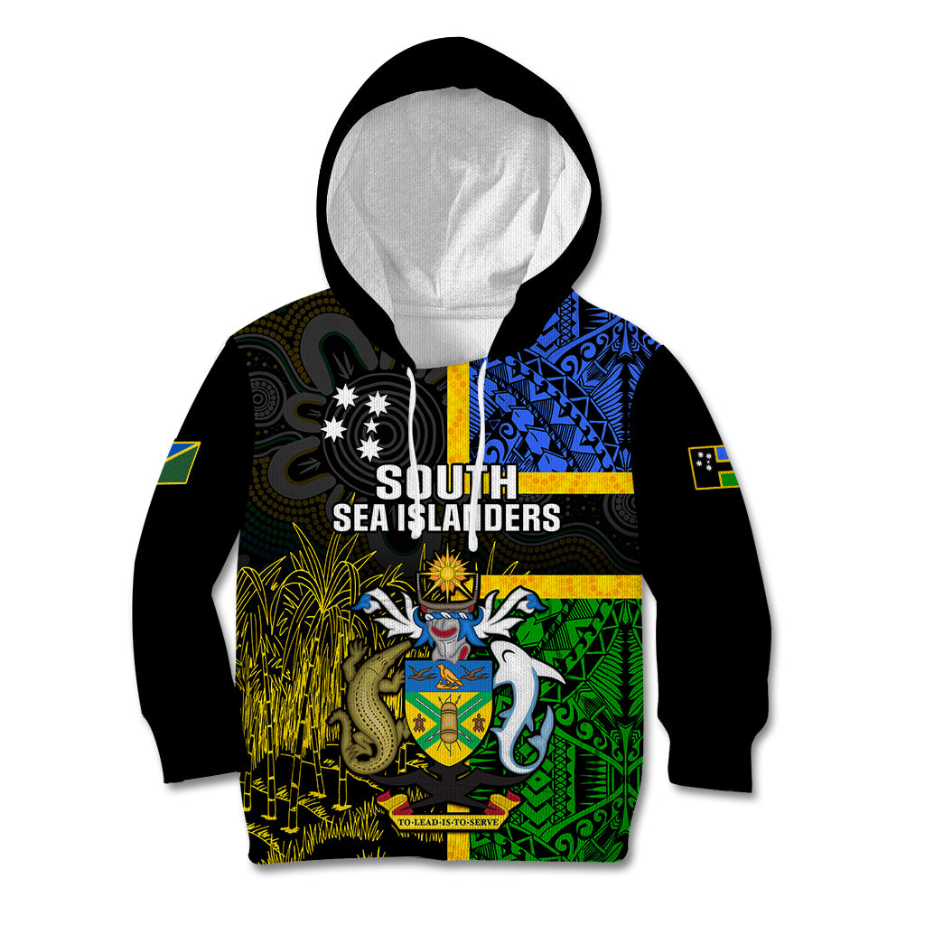 Personalised South Sea Islanders Kid Hoodie Kanakas With Solomon Islands Coat Of Arms LT14 Hoodie Black - Polynesian Pride