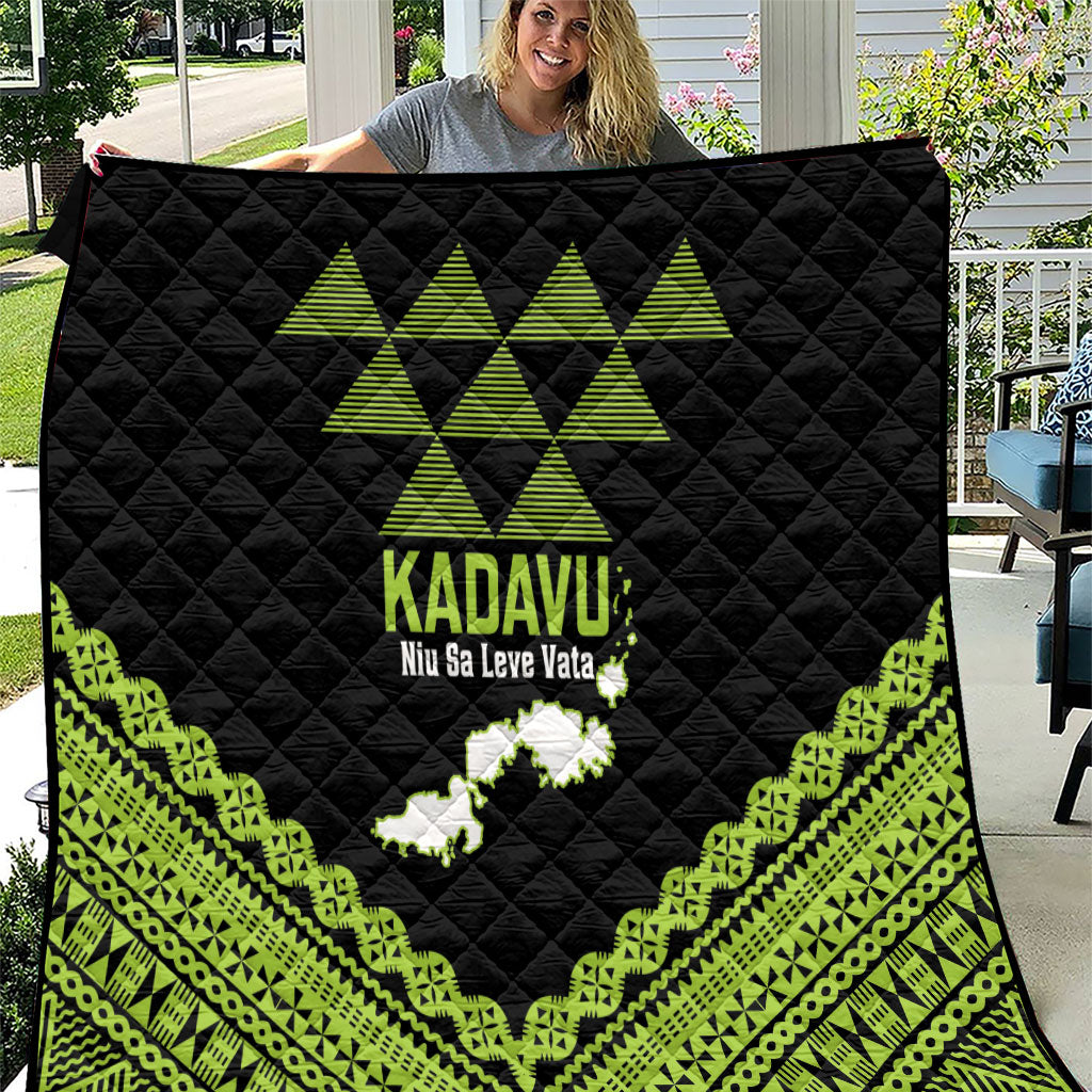 Kadavu Fiji 2026 Rugby Quilt Niu Sa Leve Vata Fijian Tapa Pattern LT14 Black - Polynesian Pride