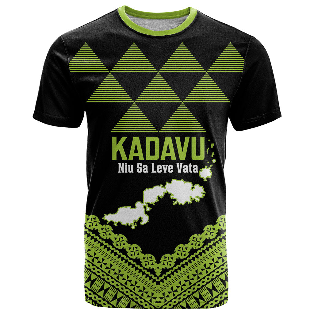Kadavu Fiji 2026 Rugby Custom T Shirt Niu Sa Leve Vata Fijian Tapa Pattern LT14 Black - Polynesian Pride