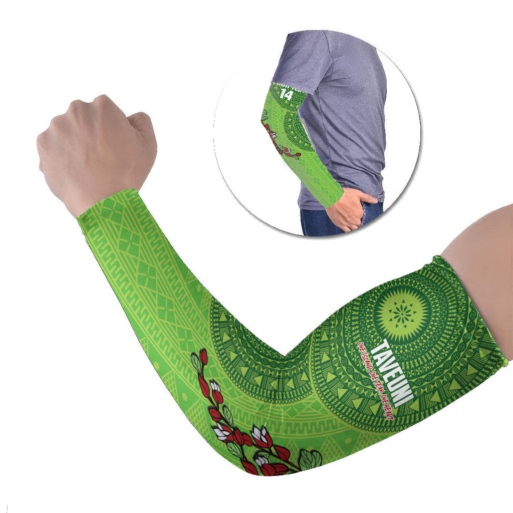 Taveuni Fiji 2026 Rugby Custom Arm Sleeves Tagimoucia Fijian Tapa Pattern LT14 Set of 2 Green - Polynesian Pride