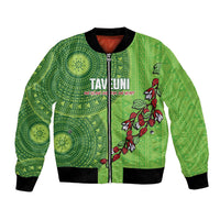 Taveuni Fiji 2026 Rugby Custom Bomber Jacket Tagimoucia Fijian Tapa Pattern LT14 Unisex Green - Polynesian Pride