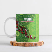 Taveuni Fiji 2026 Rugby Custom Ceramic Mug Tagimoucia Fijian Tapa Pattern LT14 Green - Polynesian Pride
