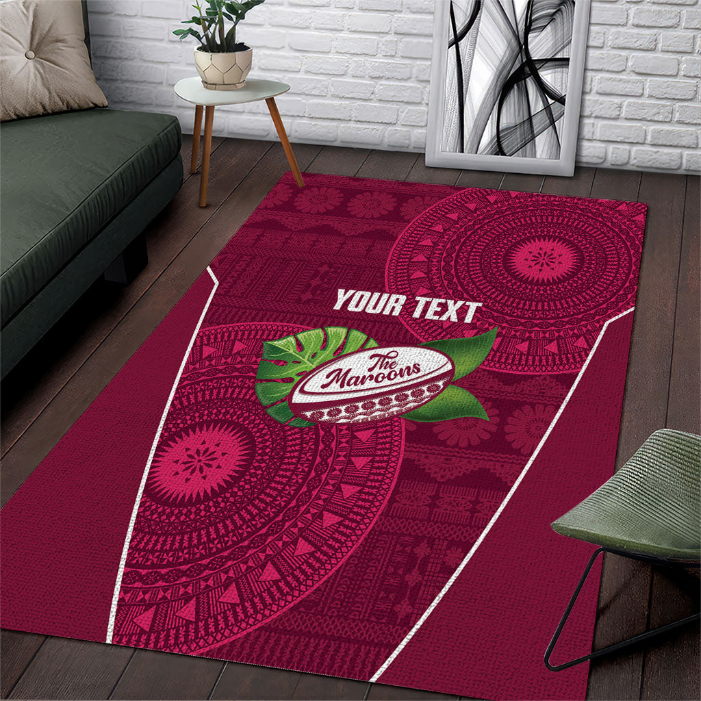 Lautoka Fiji 2026 Rugby Custom Area Rug Go Maroons Fijian Tapa Pattern