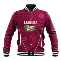 Lautoka Fiji 2026 Rugby Custom Baseball Jacket Go Maroons Fijian Tapa Pattern LT14 Unisex Maroon - Polynesian Pride