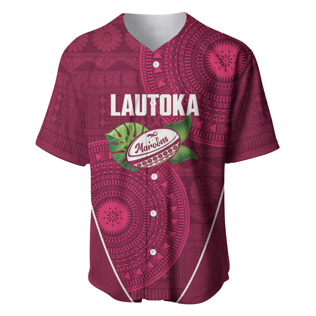 Lautoka Fiji 2026 Rugby Custom Baseball Jersey Go Maroons Fijian Tapa Pattern
