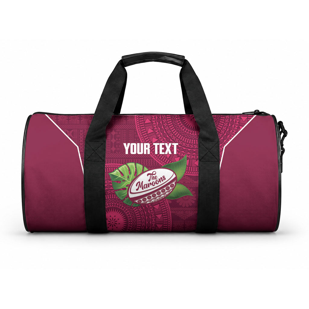 Lautoka Fiji 2026 Rugby Custom Duffle Bag Go Maroons Fijian Tapa Pattern LT14 One size Maroon - Polynesian Pride