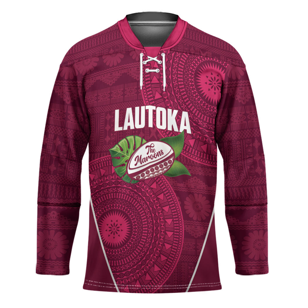 Lautoka Fiji 2026 Rugby Custom Hockey Jersey Go Maroons Fijian Tapa Pattern