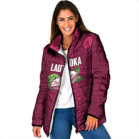 Lautoka Fiji 2026 Rugby Custom Padded Jacket Go Maroons Fijian Tapa Pattern LT14 Women Maroon - Polynesian Pride