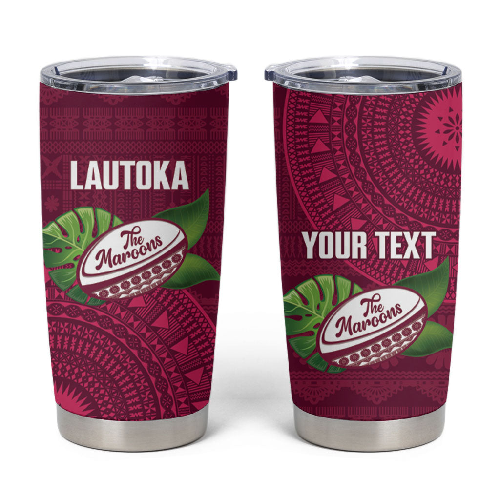 Lautoka Fiji 2026 Rugby Custom Tumbler Cup Go Maroons Fijian Tapa Pattern LT14 Maroon - Polynesian Pride