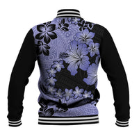Purple Hawaii Baseball Jacket Tapa Cloth Mix Tropical Flowers Pastel Vibes LT14 - Polynesian Pride