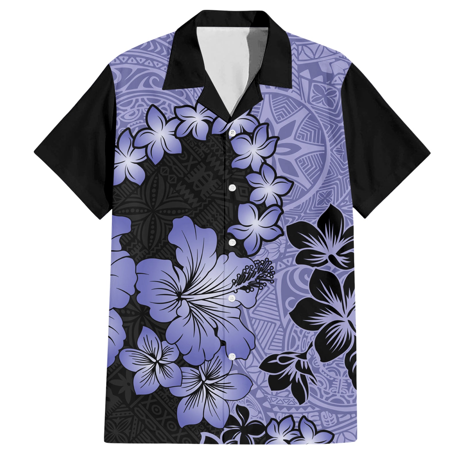 Purple Hawaii Hawaiian Shirt Tapa Cloth Mix Tropical Flowers Pastel Vibes LT14 Purple - Polynesian Pride