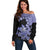 Purple Hawaii Off Shoulder Sweater Tapa Cloth Mix Tropical Flowers Pastel Vibes LT14 Women Purple - Polynesian Pride