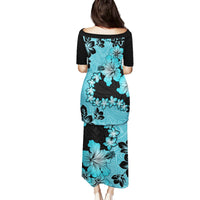 Blue Hawaii Family Matching Puletasi Dress and Hawaiian Shirt Tapa Cloth Mix Tropical Flowers Pastel Vibes LT14 - Polynesian Pride