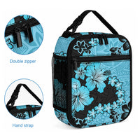 Blue Hawaii Lunch Bag Tapa Cloth Mix Tropical Flowers Pastel Vibes LT14 - Polynesian Pride