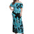 Blue Hawaii Off Shoulder Maxi Dress Tapa Cloth Mix Tropical Flowers Pastel Vibes LT14 Women Blue - Polynesian Pride