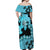 Blue Hawaii Off Shoulder Maxi Dress Tapa Cloth Mix Tropical Flowers Pastel Vibes LT14 - Polynesian Pride