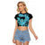 Blue Hawaii Raglan Cropped T Shirt Tapa Cloth Mix Tropical Flowers Pastel Vibes LT14 Female Blue - Polynesian Pride