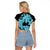 Blue Hawaii Raglan Cropped T Shirt Tapa Cloth Mix Tropical Flowers Pastel Vibes LT14 - Polynesian Pride