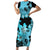 Blue Hawaii Short Sleeve Bodycon Dress Tapa Cloth Mix Tropical Flowers Pastel Vibes LT14 Long Dress Blue - Polynesian Pride