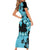 Blue Hawaii Short Sleeve Bodycon Dress Tapa Cloth Mix Tropical Flowers Pastel Vibes LT14 - Polynesian Pride