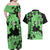 Green Hawaii Couples Matching Off Shoulder Maxi Dress and Hawaiian Shirt Tapa Cloth Mix Tropical Flowers Pastel Vibes LT14 - Polynesian Pride