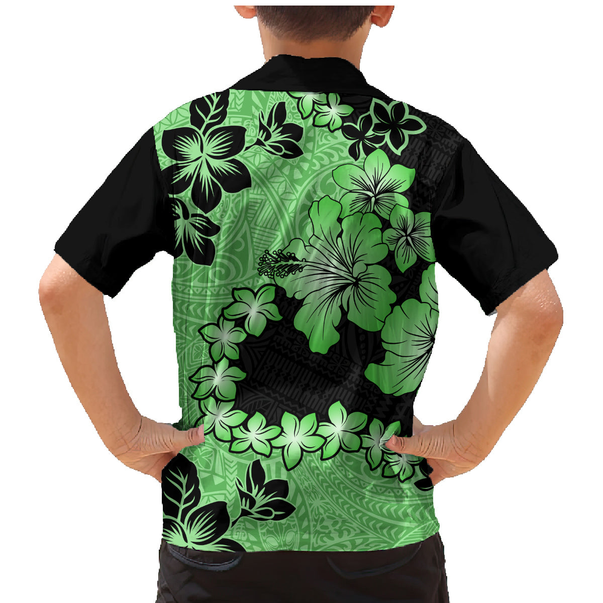 Green Hawaii Family Matching Mermaid Dress and Hawaiian Shirt Tapa Cloth Mix Tropical Flowers Pastel Vibes LT14 - Polynesian Pride