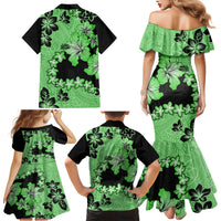 Green Hawaii Family Matching Mermaid Dress and Hawaiian Shirt Tapa Cloth Mix Tropical Flowers Pastel Vibes LT14 - Polynesian Pride