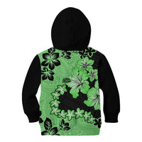 Green Hawaii Kid Hoodie Tapa Cloth Mix Tropical Flowers Pastel Vibes LT14 - Polynesian Pride