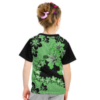 Green Hawaii Kid T Shirt Tapa Cloth Mix Tropical Flowers Pastel Vibes LT14 - Polynesian Pride