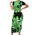 Green Hawaii Short Sleeve Bodycon Dress Tapa Cloth Mix Tropical Flowers Pastel Vibes LT14 Long Dress Green - Polynesian Pride