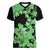 Green Hawaii Women V Neck T Shirt Tapa Cloth Mix Tropical Flowers Pastel Vibes LT14 Female Green - Polynesian Pride