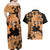 Orange Hawaii Couples Matching Off Shoulder Maxi Dress and Hawaiian Shirt Tapa Cloth Mix Tropical Flowers Pastel Vibes LT14 - Polynesian Pride